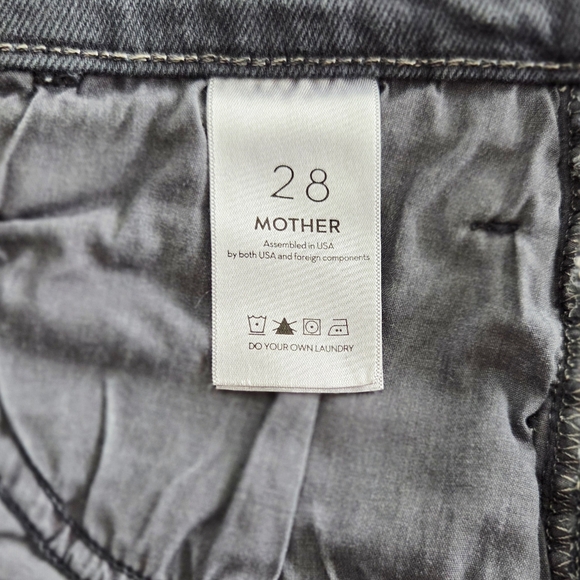 MOTHER The Hustler Ankle Fray High Rise Cropped Flare Jeans Womens 28 Charcoal - Picture 10 of 11